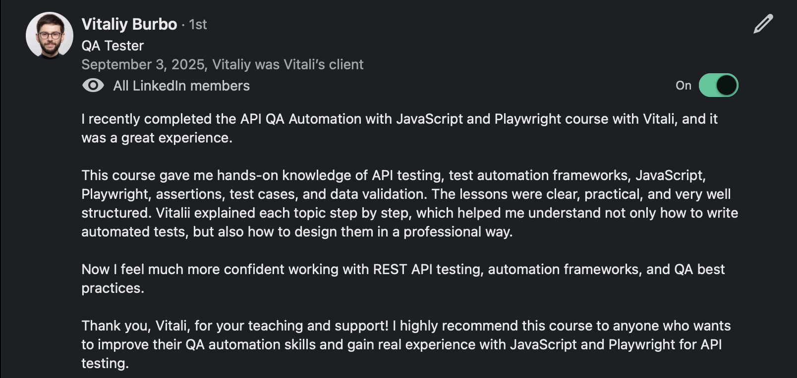 Отзыв студента
